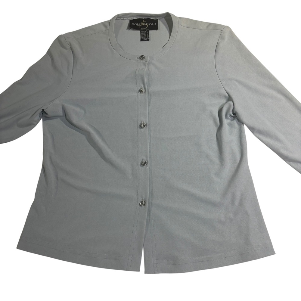 JS Collections‎ Button Down Top Rhinestone Buttons Long Sleeve Blouse Size 8